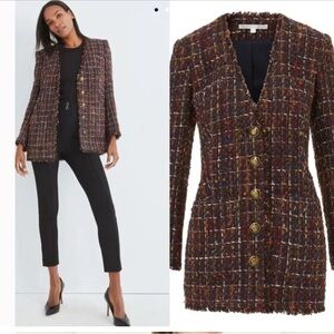 VERONICA BEARD Black and Brown Tweed Blazer with Tailored Fit